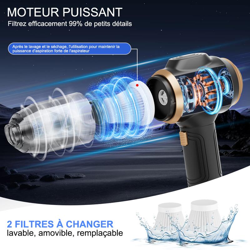Aspirateur 2-en-1 Sans Fil pour Voiture