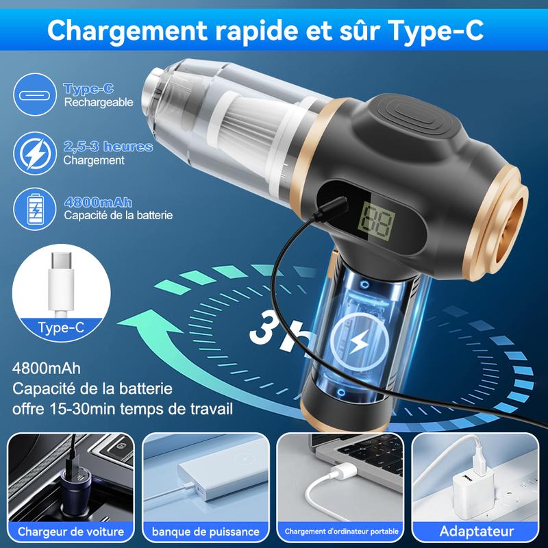 Aspirateur 2-en-1 Sans Fil pour Voiture