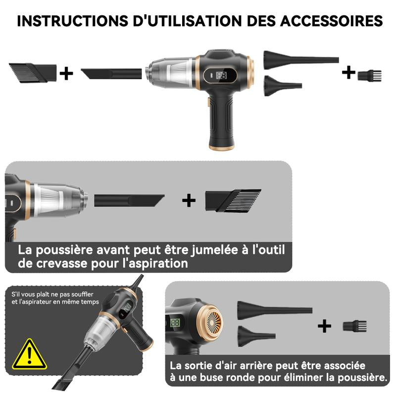 Aspirateur 2-en-1 Sans Fil pour Voiture