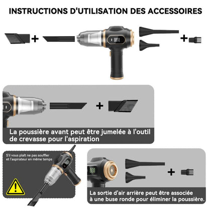 Aspirateur 2-en-1 Sans Fil pour Voiture